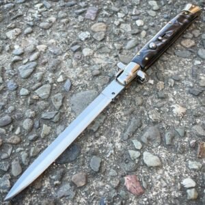 Couteau stiletto à cran d'arrêt noir - 13 pouces