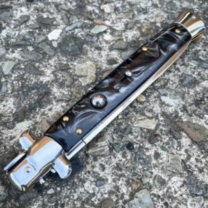Couteau stiletto à cran d'arrêt noir - 13 pouces
