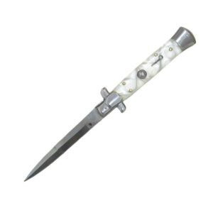 Stiletto italien automatique 9 pouces – Manche blanc perlé