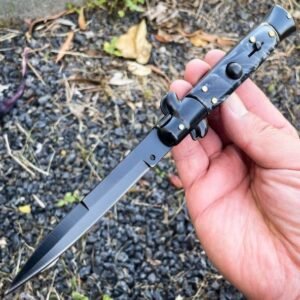 Couteau stiletto à cran d'arrêt noir
