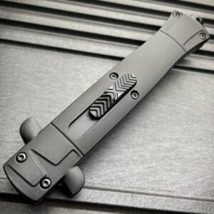 Couteau stiletto à cran d'arrêt finition damas - 9 pouces