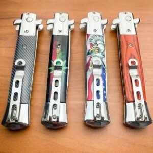 Couteau stiletto à cran d'arrêt Couteau Cran d’Arrêt Stiletto Classique – Modèle Italien