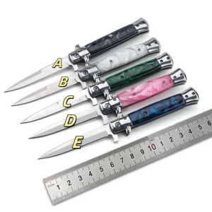 Couteau stiletto à cran d'arrêt - pliant - automatique