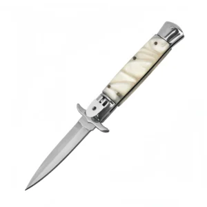 Couteau Automatique Stiletto couteau White manche Flick couteau