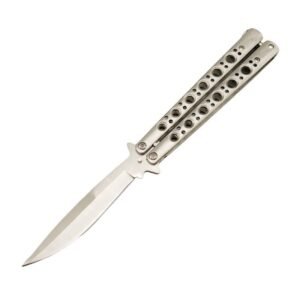 Couteau papillon BM42 argent – verrou à ressort