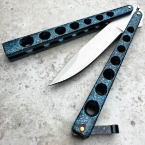 Couteau papillon Helix bleu en acier inoxydable