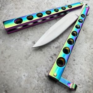 Couteau papillon Helix arc-en-ciel en acier inoxydable