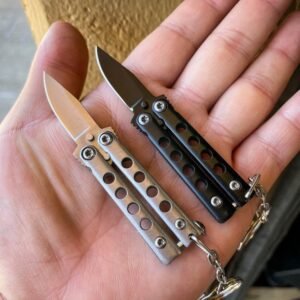 Mini couteau papillon porte-clés en acier inoxydable
