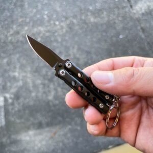 Mini couteau papillon porte-clés en acier inoxydable