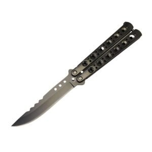 Couteau papillon noir pliant en acier inoxydable
