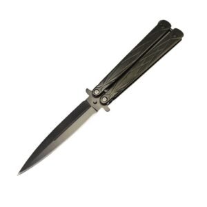 Couteau papillon double tranchant noir en acier inoxydable