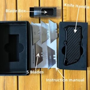 Box Cutter​ Carbon Fiber Utility Knife Blade Equipped With 5 Blades-Red