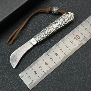 Mini Cleaver-Style Damascus Folding Knife