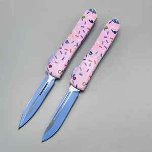 5.5-inch Dual Blade Donut Handle OTF Knife – Pink
