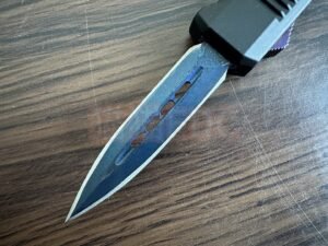 Zinc Handle UT70 Blue Titanium Damascus OTF Knife