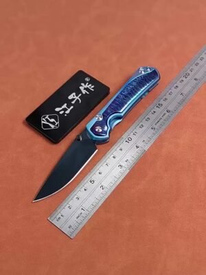 Crispy Shah Damascene Titanium Shaft SF Folding Knife