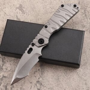 The Advancer Is A Stone Wash, Concave Grinding, Titanium Handle Folding Knife