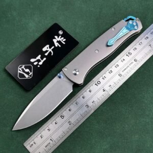 Butterfly 535 M390 Stone Washed Titanium Shunfeng Folding Knife