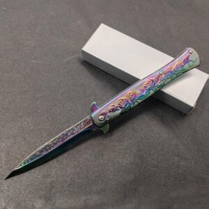 Colorful Rose-relief Swordfish Fold Folding Knife