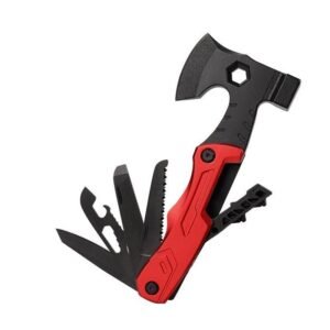 Multifunctional survival axe pliers folding knife pliers hammer with flint multi-purpose tool portable life-saving axe---RED