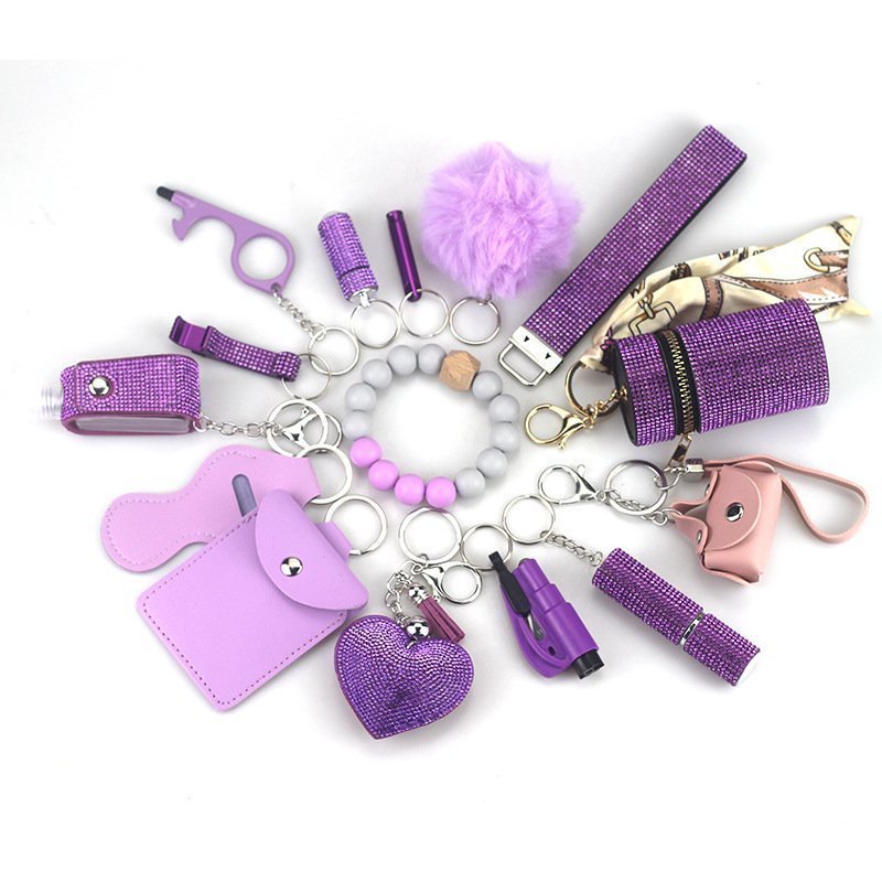 O1CN01UFAdfU2MtO3cV8Zme_2217751789885-0-cib.jpg Womens Safety Items 15-Piece Self-Defense Keychain Purple