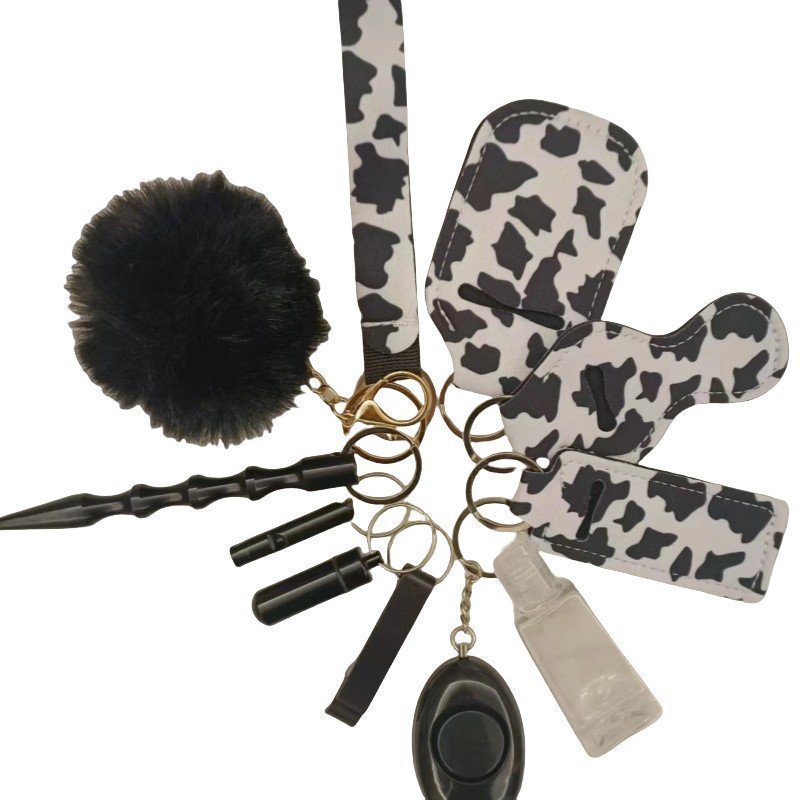 O1CN01Uy954R2FDyuIPuwtL_968158847-0-cib.jpg Self Defense Keychain 11-Piece Aluminum Anti-Wolf Alarm Black+White