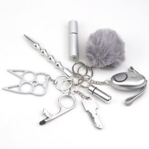 Safety Keychain UK Self Defense Keychain 8-Piece Multifunctional Black