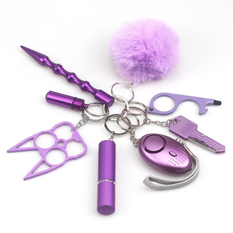 O1CN01iIsrYm2FWIokvXaSZ_2217187058887-0-cib.jpg Safety Keychain UK Self Defense Keychain 8-Piece Multifunctional Purple