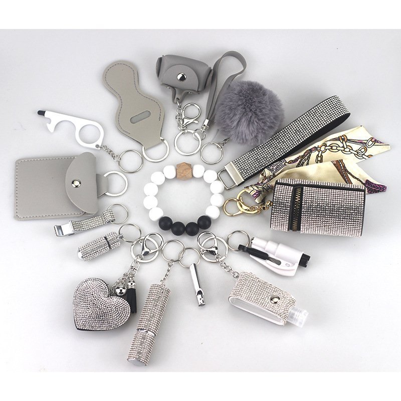 O1CN01xoXKDQ2MtO3Z8K9EH_2217751789885-0-cib.jpg Womens Safety Items 15-Piece Self-Defense Keychain Silver