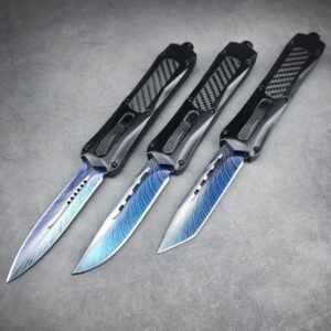 (F396) Butterfly 3300 Straight Blue Titanium Twin Peaks OTF Knife