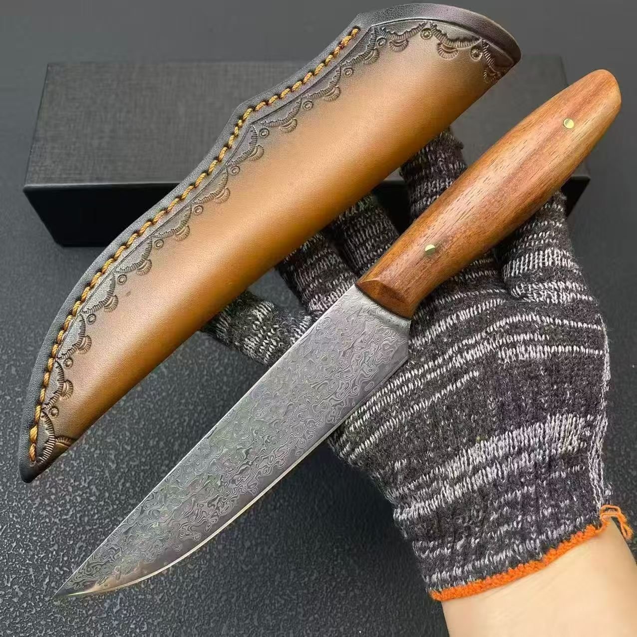 f40ccf22-d19a-4a39-80af-ed5647f13cdf.jpeg Damascus Fruit Knife with Red Sandalwood Handle