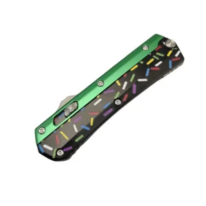 Donut Fighter Switchblade OTF Knife--Green & Black